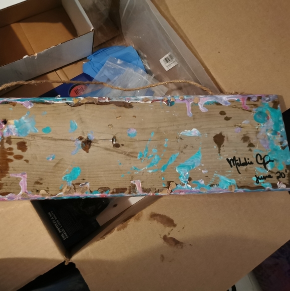 Wood Abstract Painting Melting Roses colors decor - Picture 12 of 12